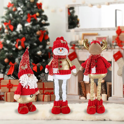 Telescopic Christmas Dolls Set: Santa Claus, Reindeer & Snowman for Merry Home Decor 2024