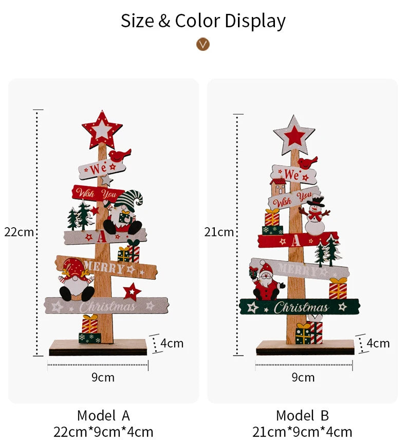 Desktop Christmas Tree with Santa Claus – DIY Wooden Xmas Decoration for Home & Party – 2024 Holiday Plaque Sign