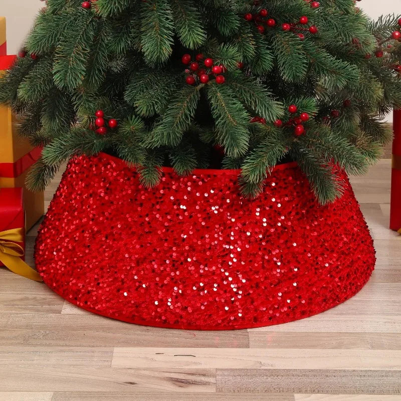 Sequin Christmas Tree Skirt – 3D Printed Tree Bottom Decoration for Family Holiday Parties & New Year Celebrations