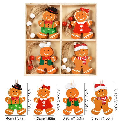 Christmas Wooden Pendants – Gingerbread Man & Gnome Tree Ornaments, 2024 Noel Décor for Home, New Year Gift