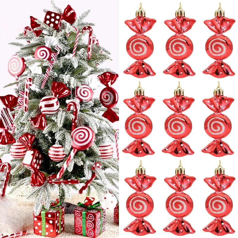 6PCS Set Christmas Candy Pendants – Colourful Lollipop & Cane Hanging Ornaments for Tree & Holiday Decor 1