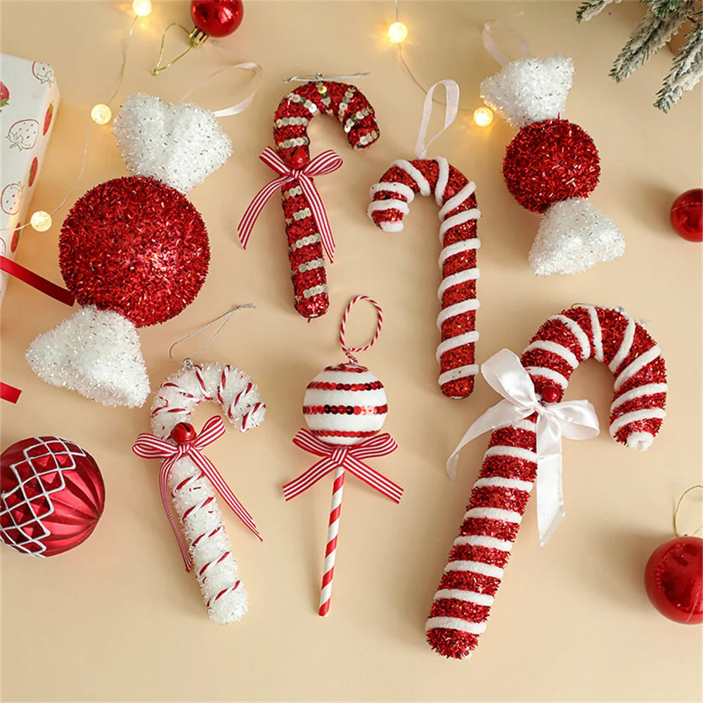 Christmas Lollipop & Candy Cane Pendant Set: Festive Hanging Ball Ornaments for Xmas Tree Décor 1