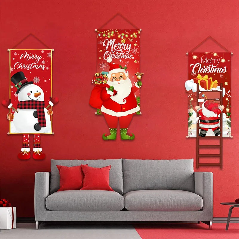 Christmas Hanging Flag – Porch Door Banner, Home Christmas Decorations for 2024, Xmas Ornaments & New Year 2025 Décor