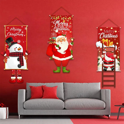 Christmas Hanging Flag – Porch Door Banner, Home Christmas Decorations for 2024, Xmas Ornaments & New Year 2025 Décor