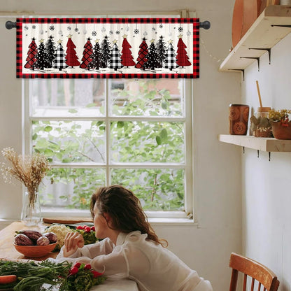 Christmas Tree Short Curtains: Snowman & Holiday Backdrop, Festive Home Decorations for Christmas 2024 & New Year 2025