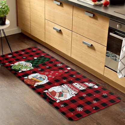 Christmas Kitchen Foot Mat: Crystal Velvet Non-Slip Entry & Door Mat, Festive Holiday Home Décor