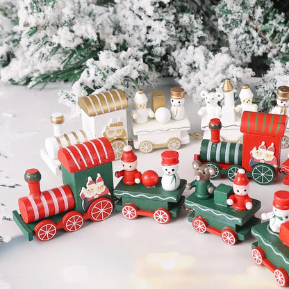 Wooden Train Christmas Ornament – Santa Train Cake Decoration, Festive Table Decor, Kids' Gifts & Party Toy