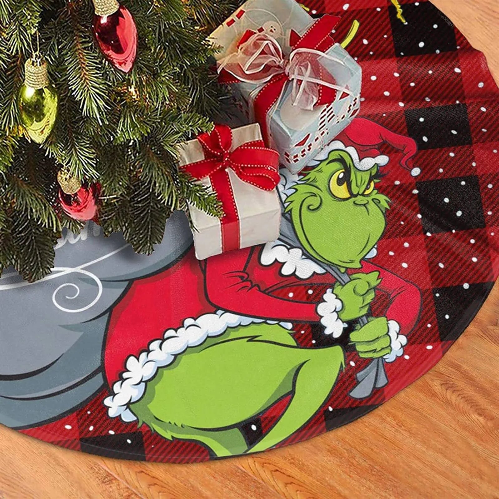  Merry Christmas Tree Skirt – Red & Green Soft Holiday Decoration, Perfect