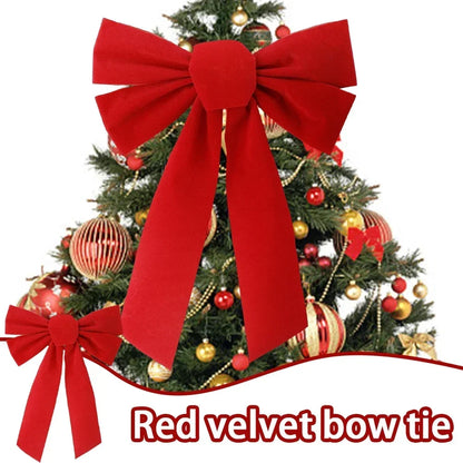 Big Bowknot Red Ribbon Christmas Tree Topper: Elegant Red Bow for Tree, Door, or Party Décor