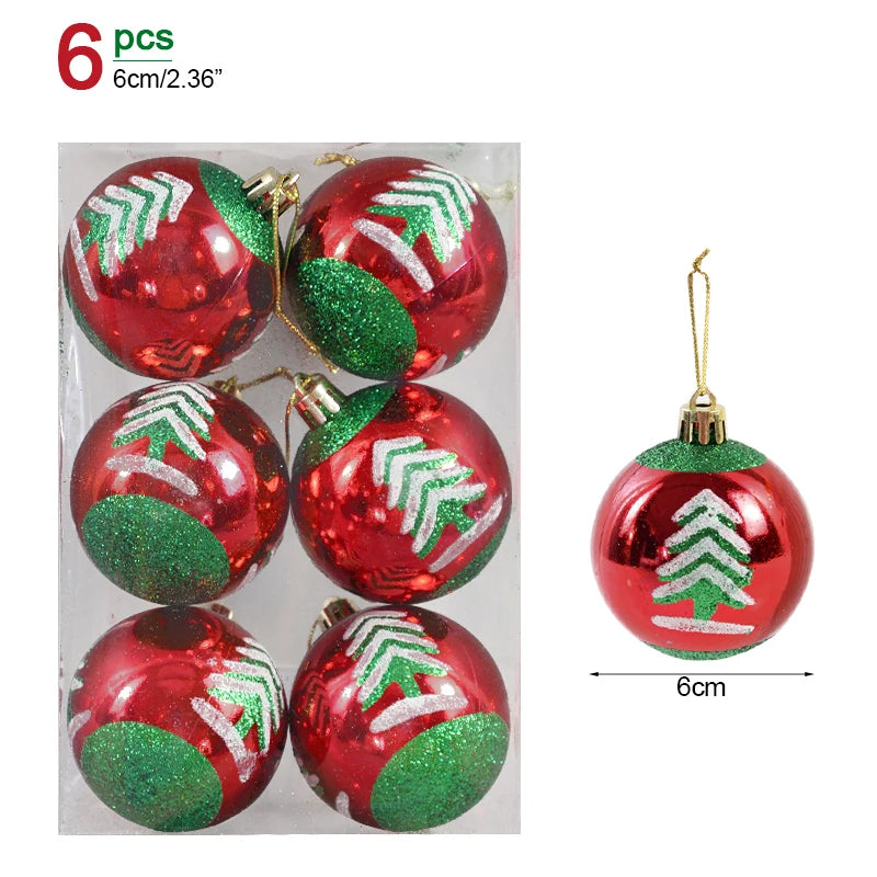 6PCS 6cm Christmas Ball Ornaments: Festive Hanging Pendants for Tree &amp; Home Décor 2024