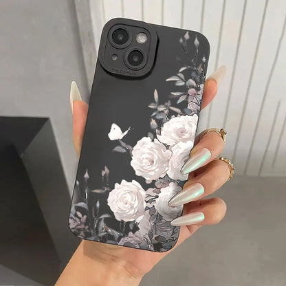 Flower Pattern Soft Silicone Phone Case for iPhone 15, 14, 13, 12, 11 Pro Max – Matte Protective Case for iPhone XS Max, XR, X, 14 Plus