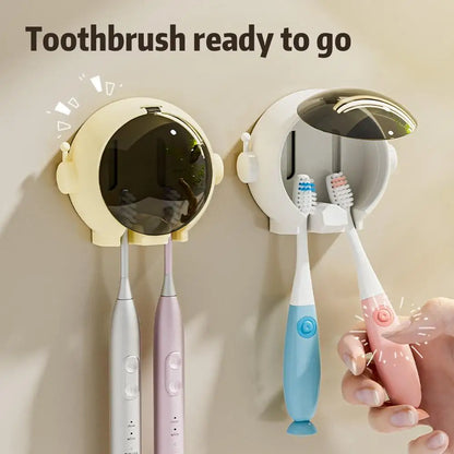 Astronaut Electric Toothbrush Holder: Wall-Mounted Toothbrush Storage & Drain Rack for Couples, Bathroom Organizer