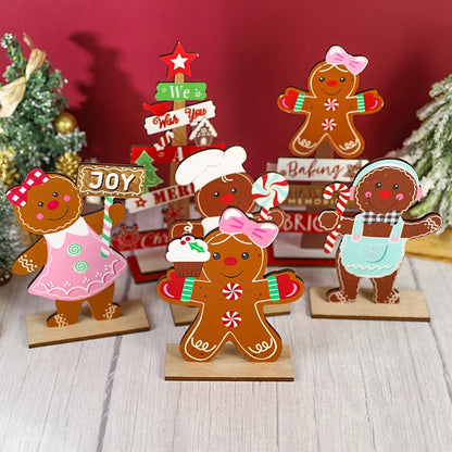 Christmas Gingerbread Man Wooden Decoration: Festive Xmas Cookie Ornament for Home & New Year Gifts