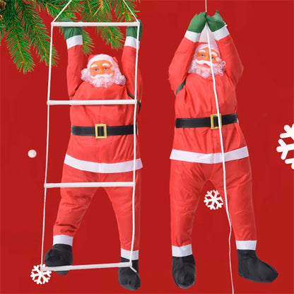 Santa Claus Ladder Pendant: Climbing Rope Hanging Doll Christmas Tree Ornament – Festive Holiday Décor