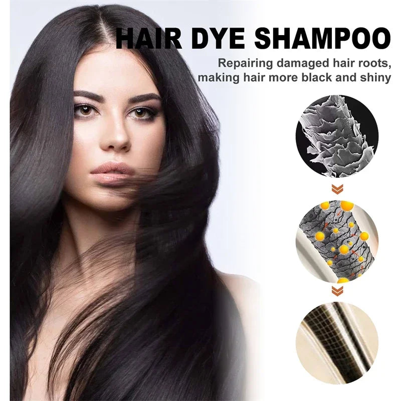 100ml 3-in-1 Black Hair Dyeing Shampoo – Instant Natural Herbal Hair Colour, Nourishing & Shiny Hair Dye Shampoo