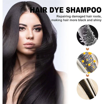 100ml 3-in-1 Black Hair Dyeing Shampoo – Instant Natural Herbal Hair Colour, Nourishing & Shiny Hair Dye Shampoo