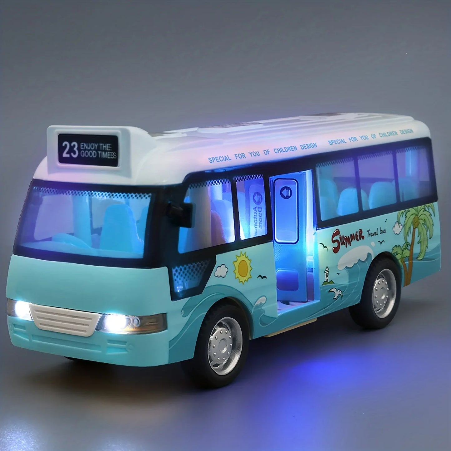 Die-Cast School Bus Toy with Lights & Sounds: Friction-Powered City Bus for Kids’ Play & Gifts