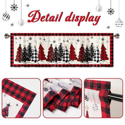 Christmas Tree Short Curtains: Snowman & Holiday Backdrop, Festive Home Decorations for Christmas 2024 & New Year 2025