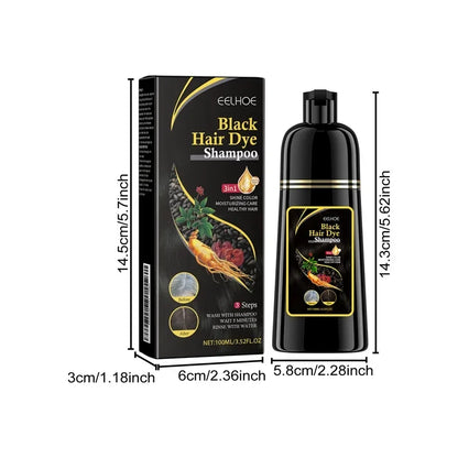 100ml 3-in-1 Black Hair Dyeing Shampoo – Instant Natural Herbal Hair Colour, Nourishing & Shiny Hair Dye Shampoo