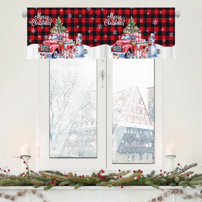 Christmas Tree Short Curtains: Snowman & Holiday Backdrop, Festive Home Decorations for Christmas 2024 & New Year 2025