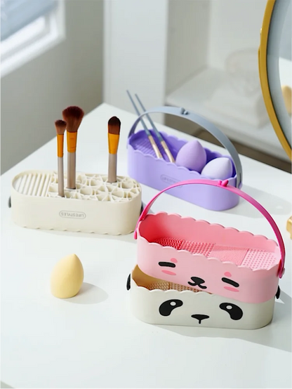 GlowUK™ Rubber Makeup Brush Cleaning Tool & Storage Box – Multi-Functional Beauty Essential