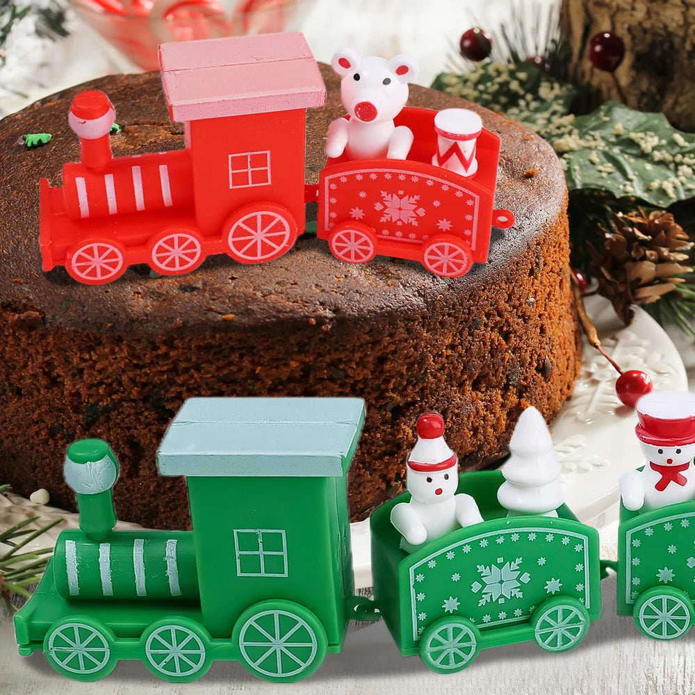 Wooden Train Christmas Ornament – Santa Train Cake Decoration, Festive Table Decor, Kids' Gifts & Party Toy