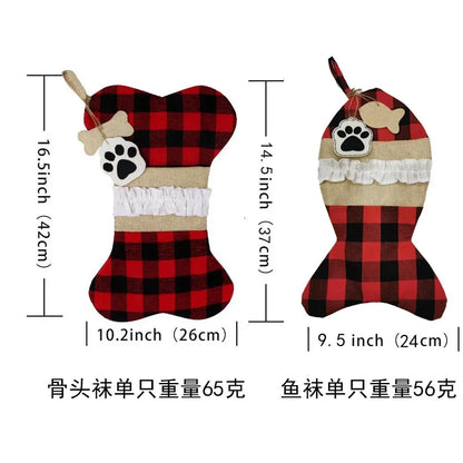 Christmas Pet Socks: Hanging Bone & Fish Tail Décor for Stairs, Handrails, and Fireplaces, Festive Holiday Decoration