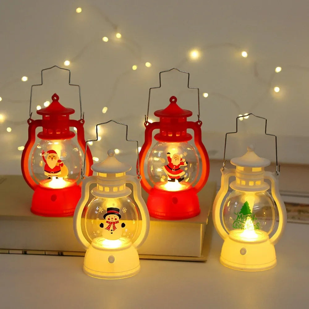 Christmas Lantern LED Lighted Snowman Lamp with Santa Claus – Decorative Hanging Lantern & Snow Globe for Children’s Gifts