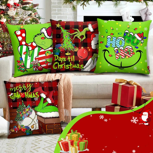 4PCS Christmas Pillow Covers – Winter Holiday Cushion Covers