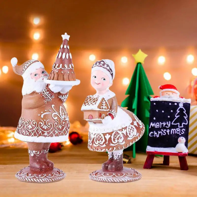 Christmas Resin Santa Claus Figurine: Heart-Warming Gingerbread-Themed Ornament for Shelves & Holiday Decor