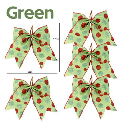 30PCS Christmas Bow Green Ribbons: Xmas Tree Bowknot Ornaments for Home, Party & DIY Gift Box Decorations