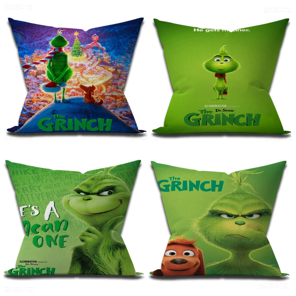 Grinch Christmas Pillowcase – Festive Toon Gift Cushion Cover for Home Décor