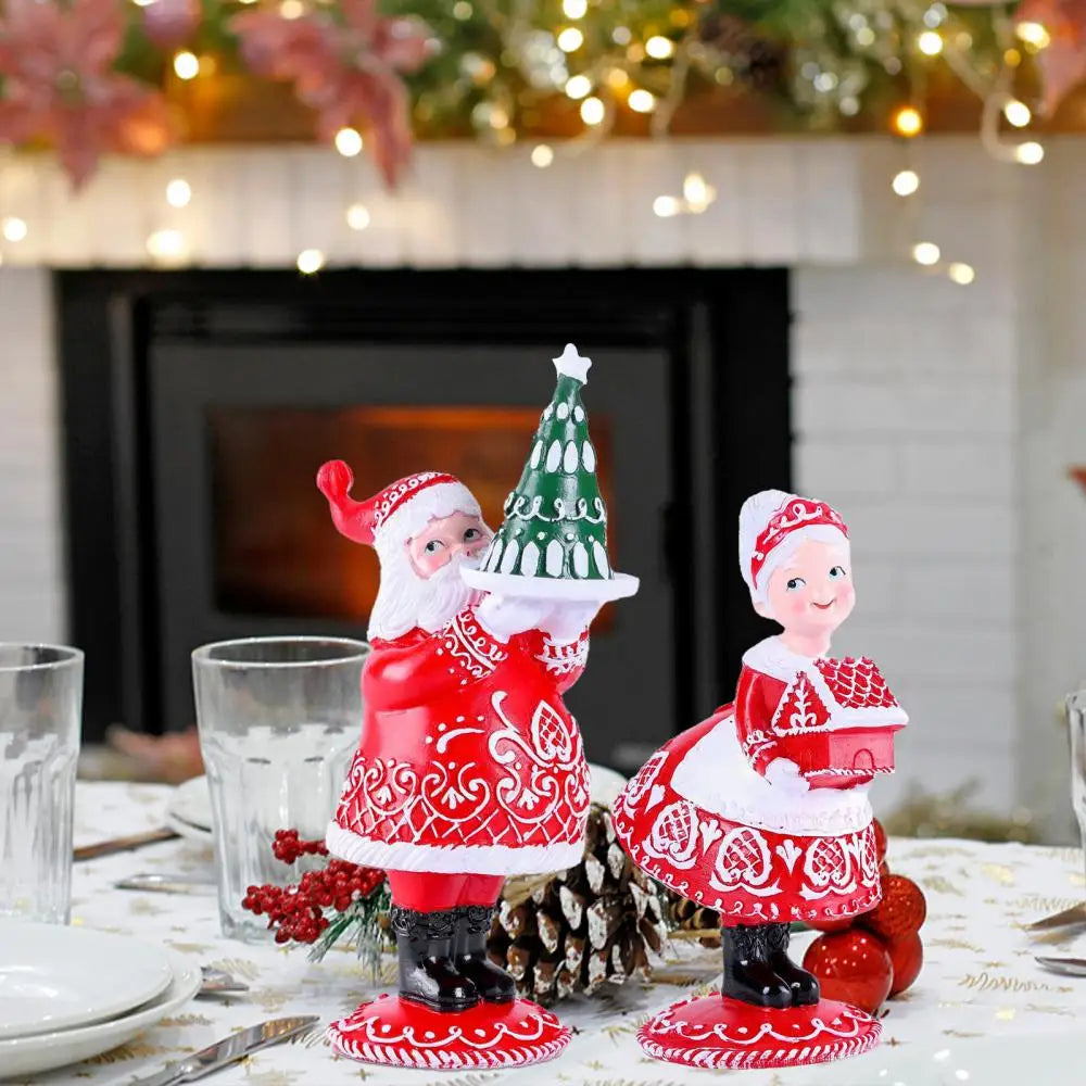 Christmas Resin Santa Claus Figurine: Heart-Warming Gingerbread-Themed Ornament for Shelves & Holiday Decor