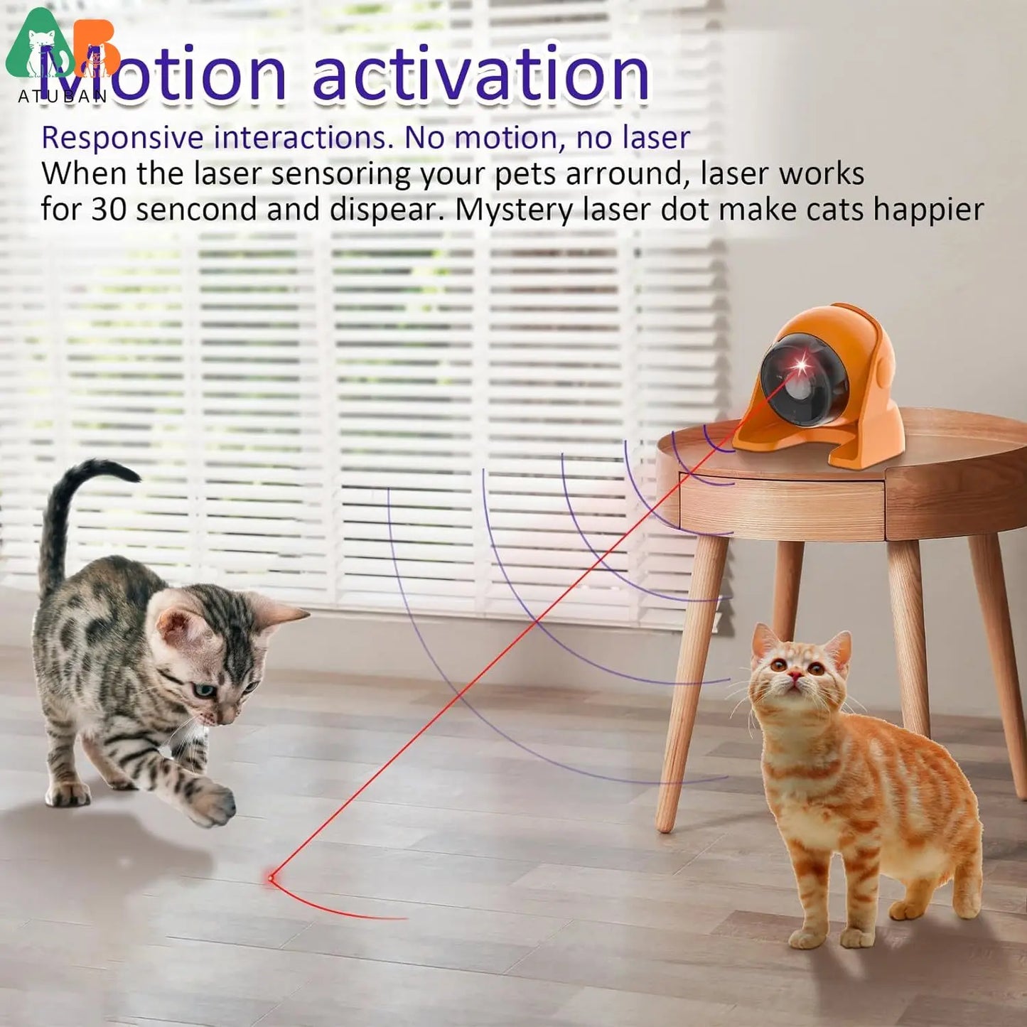 Automatic Cat Laser Toy – Interactive Rechargeable Pet Toy with Motion Sensor & Adjustable Angles