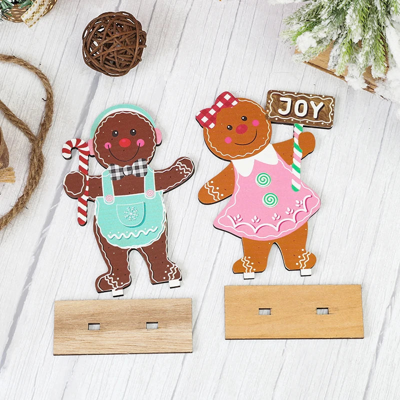 Christmas Gingerbread Man Wooden Decoration: Festive Xmas Cookie Ornament for Home & New Year Gifts