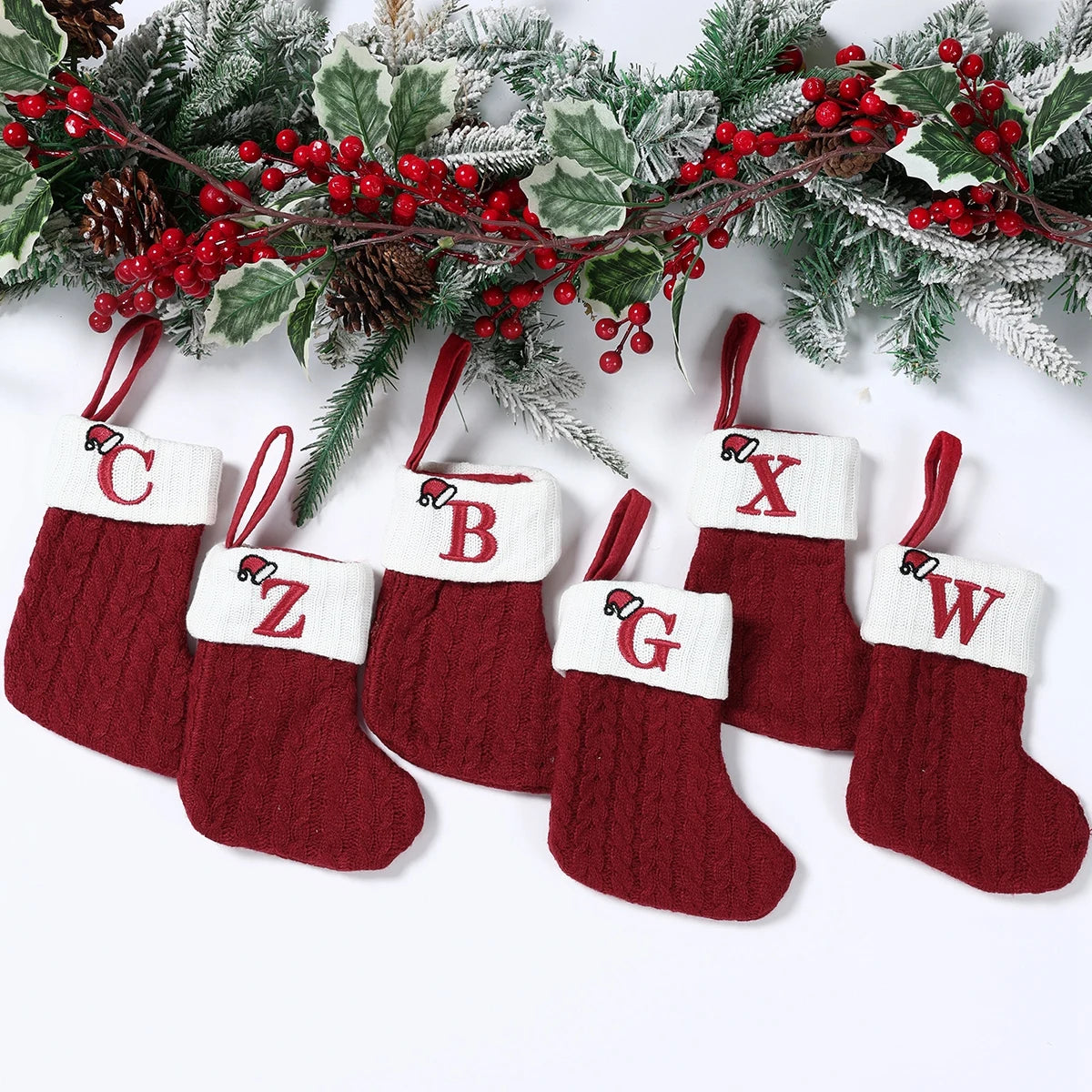 Christmas Alphabet Knitting Socks – Festive Ornaments for Tree & Home Décor