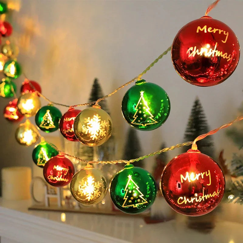 Christmas Decorative Lights String Balls Stars Garland Battery-operated Garland Xmas Decoration