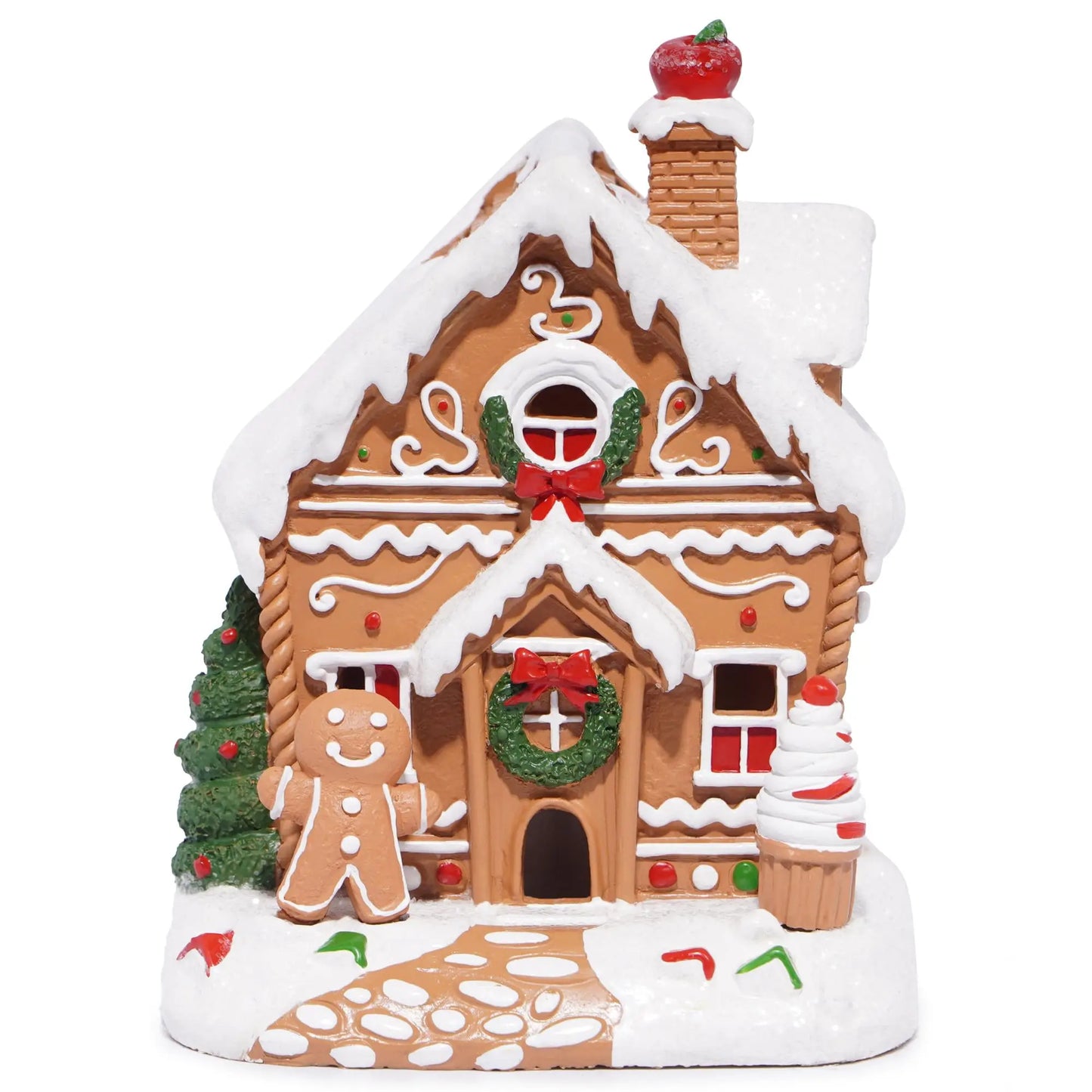 Christmas Gingerbread House Figurine – Festive Polyresin Decor for Holiday Displays & Xmas Gifts