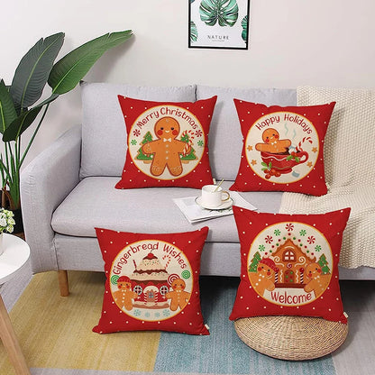 Red Christmas Pillow Covers 45x45cm: Merry Christmas Tree, Believe & Snowflake Winter Holiday Cushion Covers for Home & Couch Décor