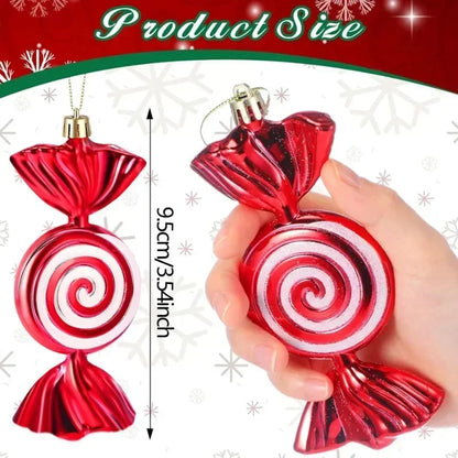 6-24PCS Christmas Lollipop Candy Cane Pendants – Hanging Ornaments for Xmas Tree, Party Decorations & New Year Gifts