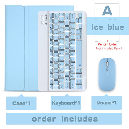 Wireless Keyboard & Mouse Set for iPad: Bluetooth Keyboard Case for iPad Pro 13/11 (M4/M2 2024), Air 5/4/2, 10.2, 9th/8th/7th Gen