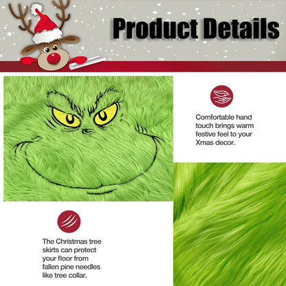 Grinch's Christmas Tree Skirt Decoration: Holiday Supplies for Festive 2024 Christmas Tree