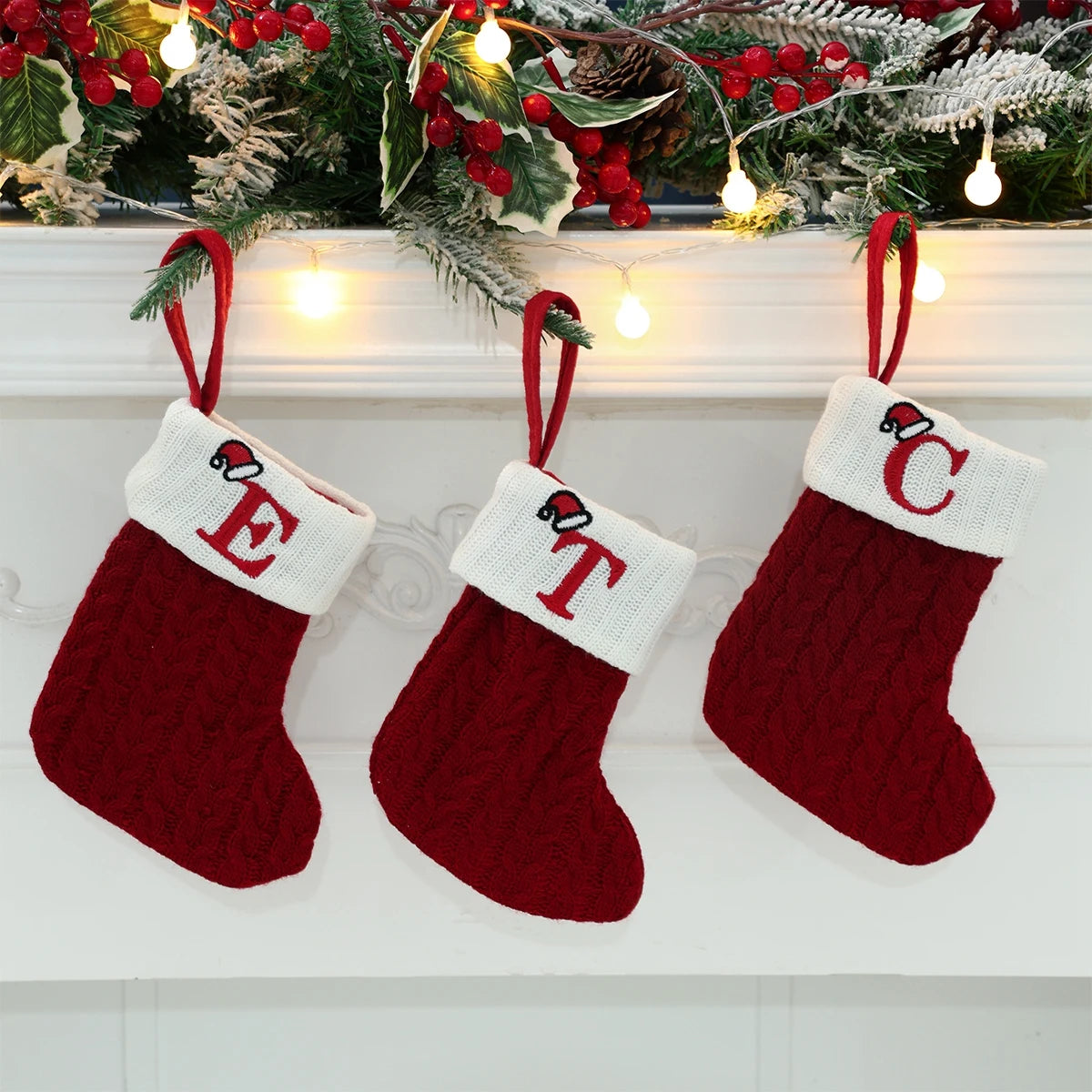 Christmas Alphabet Knitting Socks – Festive Ornaments for Tree & Home Décor