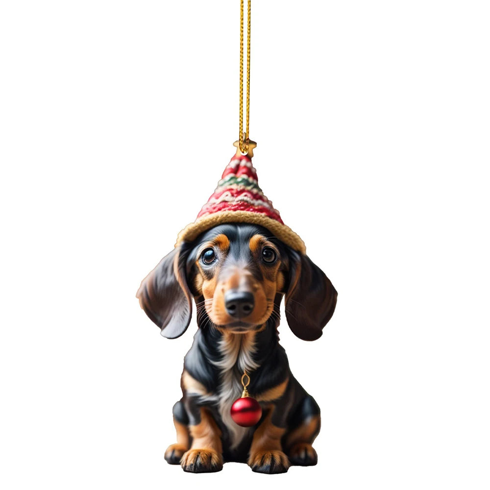 Christmas Cute Dog Tree Pendant – Adorable Holiday Car & Home Hanging Ornament for Window, Backpack, or Tree Décor