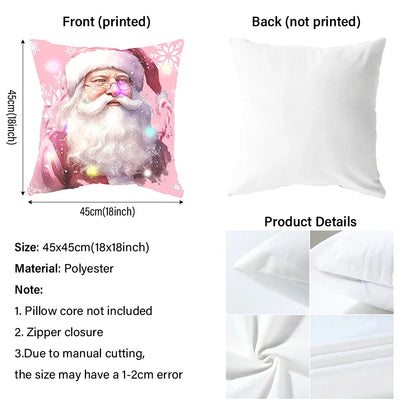 Christmas Santa Claus LED Light-Up Pillowcase – Printed Cushion Cover for Holiday Home Décor