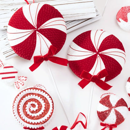 Large Christmas Candy Cane Ornaments – Red & White Lollipop Decorations for Tree, Home & Party Decor