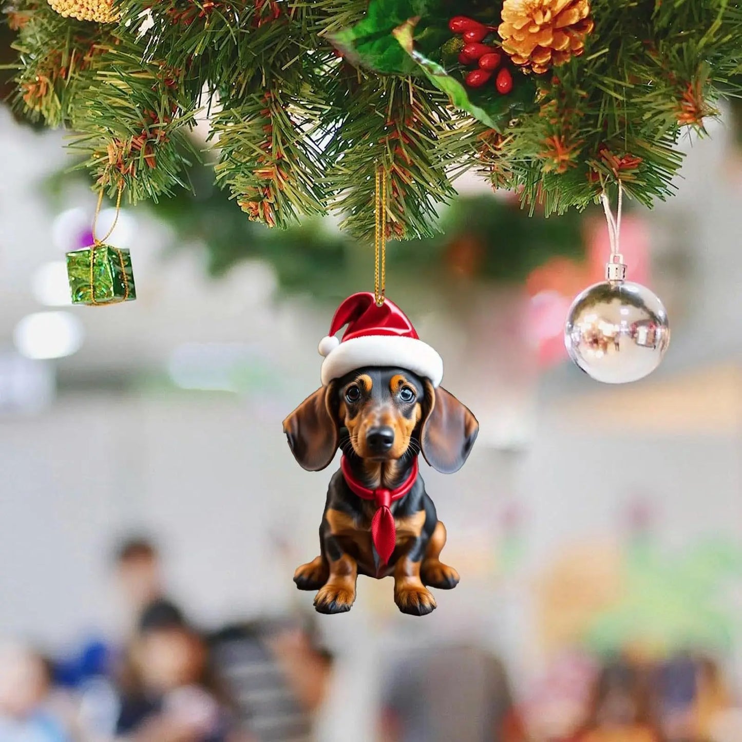 Christmas Cute Dog Tree Pendant – Adorable Holiday Car & Home Hanging Ornament for Window, Backpack, or Tree Décor