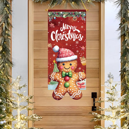 Christmas Gingerbread Man Hanging Flag Navidad Natal Noel Pendant Merry Christmas Decorations For Home 2024 Happy New Year 2025