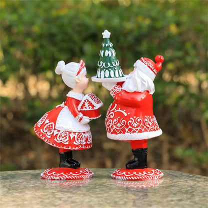 Christmas Resin Santa Claus Figurine: Heart-Warming Gingerbread-Themed Ornament for Shelves & Holiday Decor