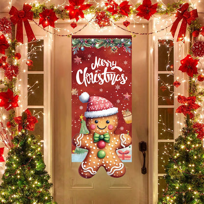 Christmas Gingerbread Man Hanging Flag Navidad Natal Noel Pendant Merry Christmas Decorations For Home 2024 Happy New Year 2025